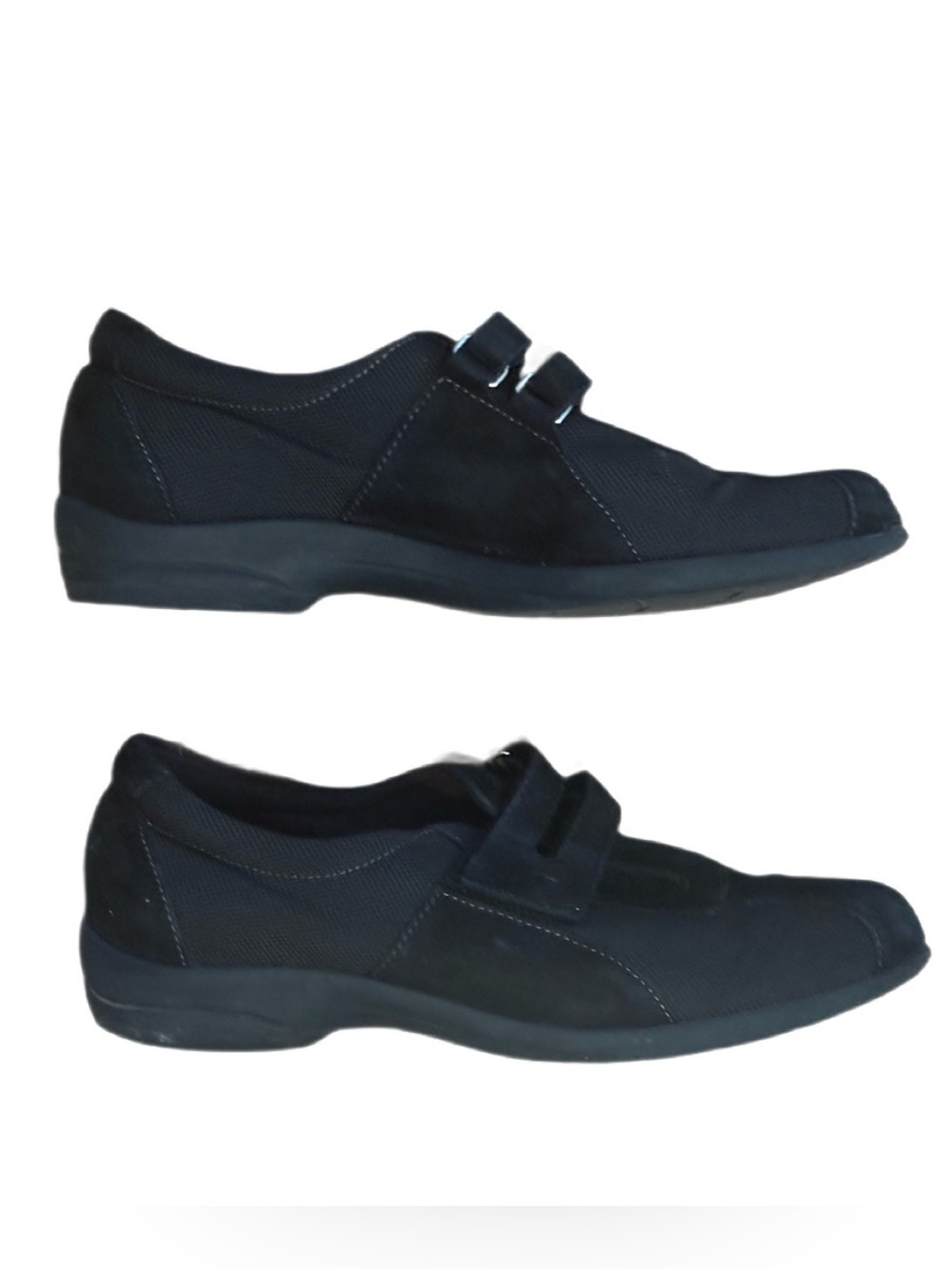 Munro Joliet Black Suede Fabric Comfort Walking Shoes Dual Strap Size 8.5